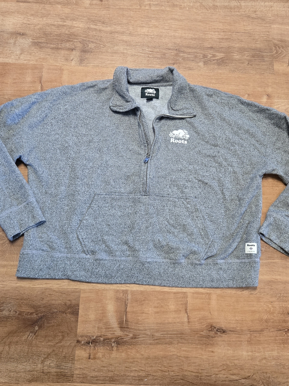 Roots Women's Gray Heather Quarter-Zip Pullover Sweatshirt XXL